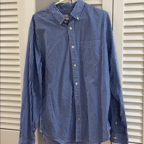 Gap Lived-in Blue Checkered Button-down Shirt - Picture 4 of 4